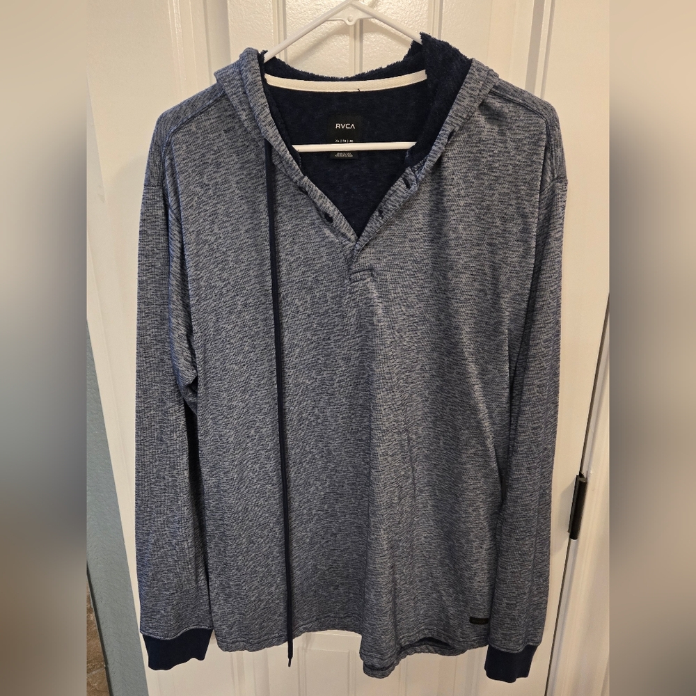 RVCA Blue Hooded Long Sleeve Shirt